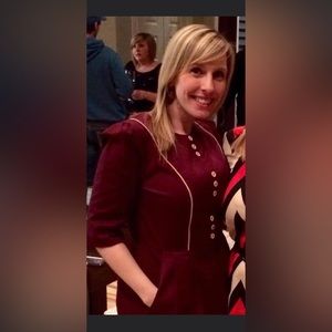 Burgundy, short, warmer winter dress